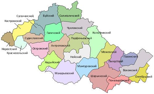 карта Костромской области